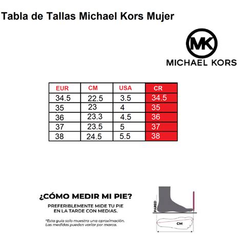 guía de tallas mujer michael kors|Tabla de Tallas de Zapatos Michael Kors .